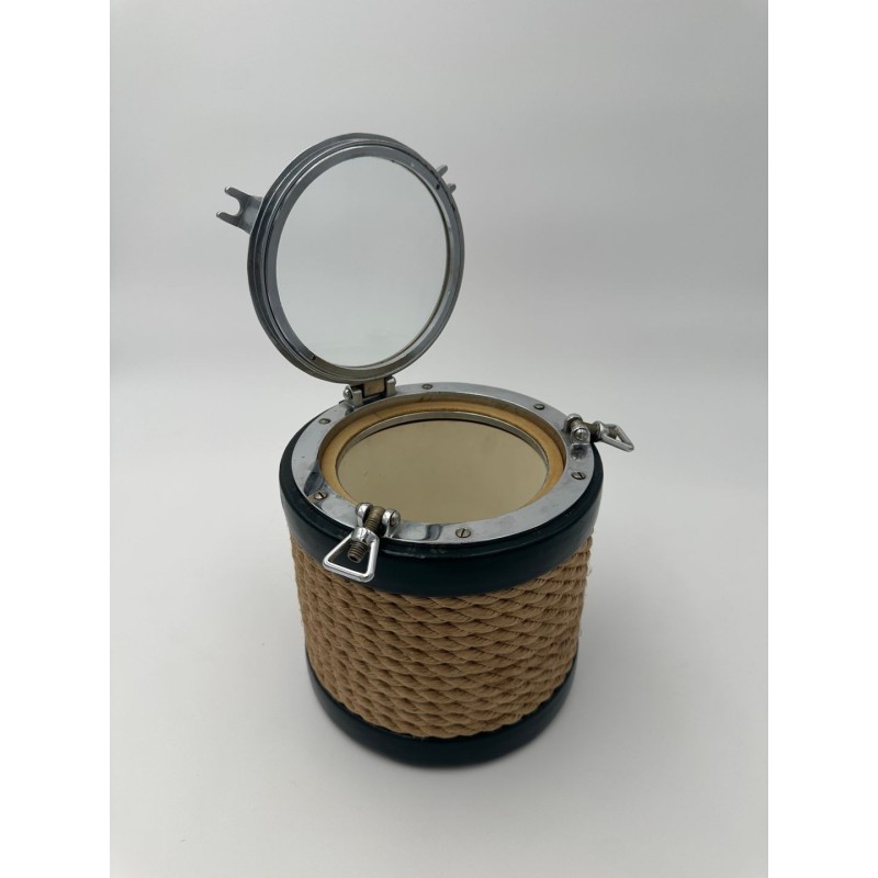 Chrome, Leather and Rope Ice Bucket in the Style of Jacques Adnet, France, circa 1950
