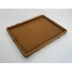 Rope and Lucite Rectangular Tray with Chamfered Corners by Audoux-Minet, France, circa 1970