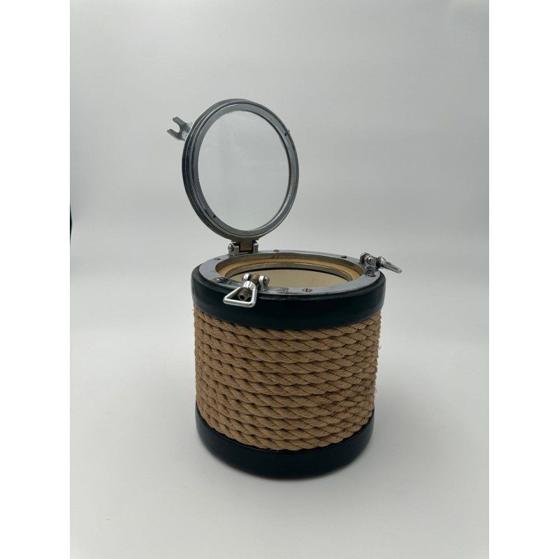 Chrome, Leather and Rope Ice Bucket in the Style of Jacques Adnet, France, circa 1950