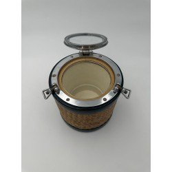 Chrome, Leather and Rope Ice Bucket in the Style of Jacques Adnet, France, circa 1950