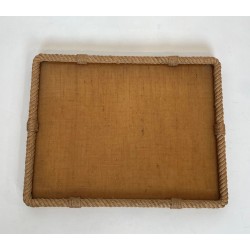 Plateau Rectangulaire en Corde et Plexiglass à Angles Coupés par Audoux-Minet, France, vers 1970