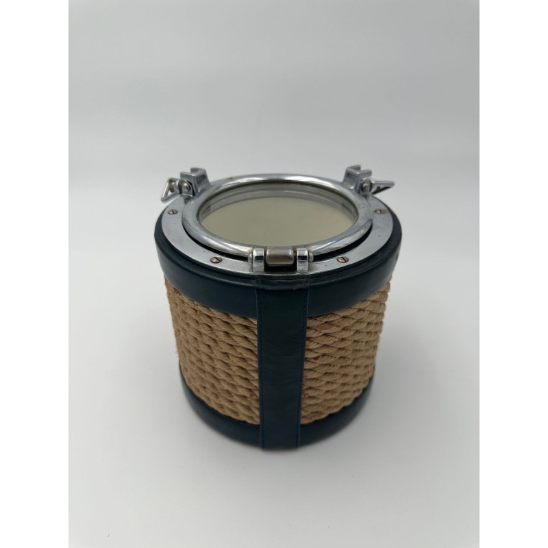 Chrome, Leather and Rope Ice Bucket in the Style of Jacques Adnet, France, circa 1950