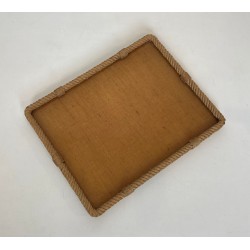Plateau Rectangulaire en Corde et Plexiglass à Angles Coupés par Audoux-Minet, France, vers 1970