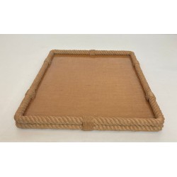 Rope and Lucite Rectangular Tray with Chamfered Corners by Audoux-Minet, France, circa 1970