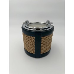 Chrome, Leather and Rope Ice Bucket in the Style of Jacques Adnet, France, circa 1950