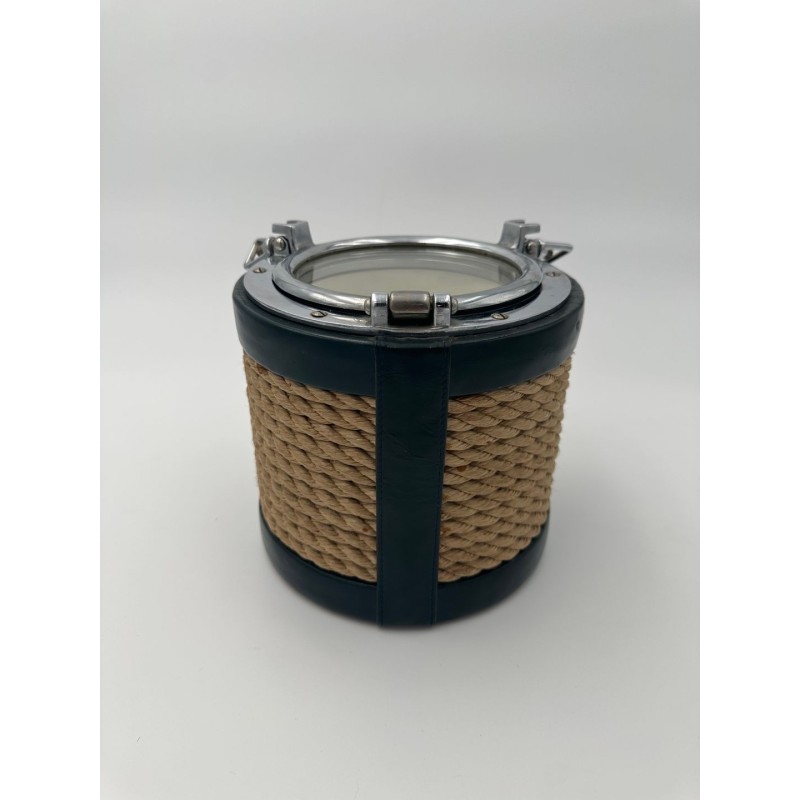Chrome, Leather and Rope Ice Bucket in the Style of Jacques Adnet, France, circa 1950