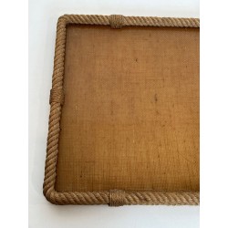 Plateau Rectangulaire en Corde et Plexiglass à Angles Coupés par Audoux-Minet, France, vers 1970