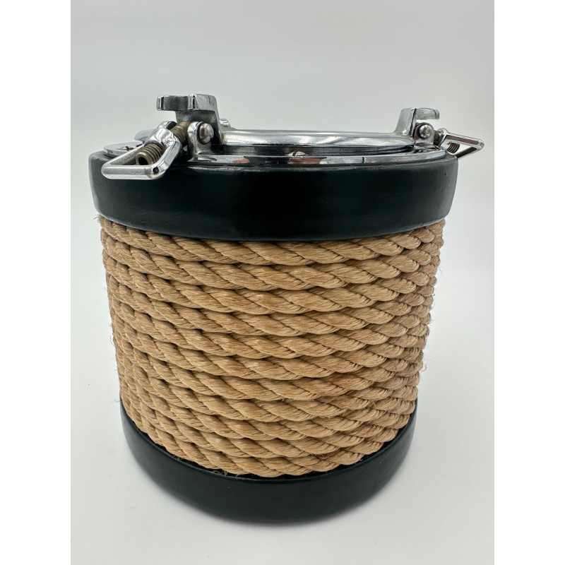Chrome, Leather and Rope Ice Bucket in the Style of Jacques Adnet, France, circa 1950