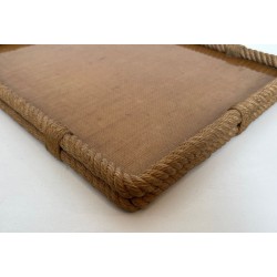 Rope and Lucite Rectangular Tray with Chamfered Corners by Audoux-Minet, France, circa 1970