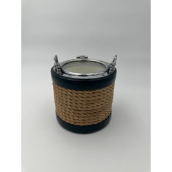 Chrome, Leather and Rope Ice Bucket in the Style of Jacques Adnet, France, circa 1950