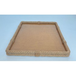 Rope and Lucite Rectangular Tray with Chamfered Corners by Audoux-Minet, France, circa 1970