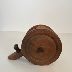 Cannon-Form Bottle Holder in Turned Wood and Rope by Audoux-Minet, France, circa 1970
