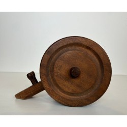 Cannon-Form Bottle Holder in Turned Wood and Rope by Audoux-Minet, France, circa 1970