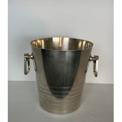 Art Deco Silver-Plated Champagne Bucket with Ring Handles, France, circa 1930
