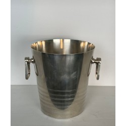 Seau à Champagne Art Déco en Métal Argenté à Anses en Anneau, France, vers 1930