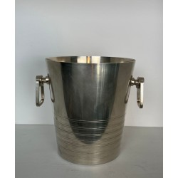Seau à Champagne Art Déco en Métal Argenté à Anses en Anneau, France, vers 1930