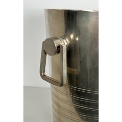 Art Deco Silver-Plated Champagne Bucket with Ring Handles, France, circa 1930