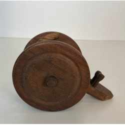 Cannon-Form Bottle Holder in Turned Wood and Rope by Audoux-Minet, France, circa 1970