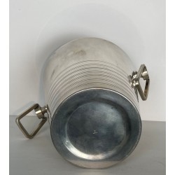 Seau à Champagne Art Déco en Métal Argenté à Anses en Anneau, France, vers 1930