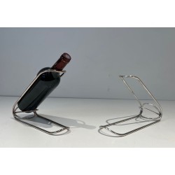 Pair of Silver-Plated Beaded Wire Wine Bottle Cradles, France, circa 1930