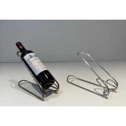 Pair of Silver-Plated Beaded Wire Wine Bottle Cradles, France, circa 1930