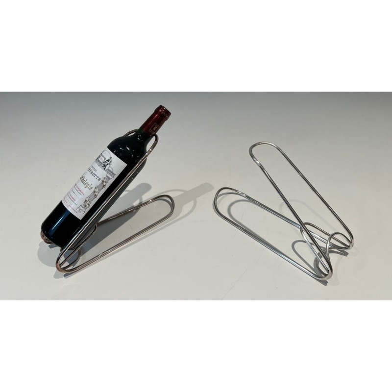 Pair of Silver-Plated Beaded Wire Wine Bottle Cradles, France, circa 1930