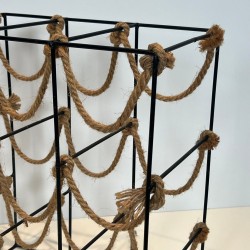 Porte-Bouteilles en Métal et Corde