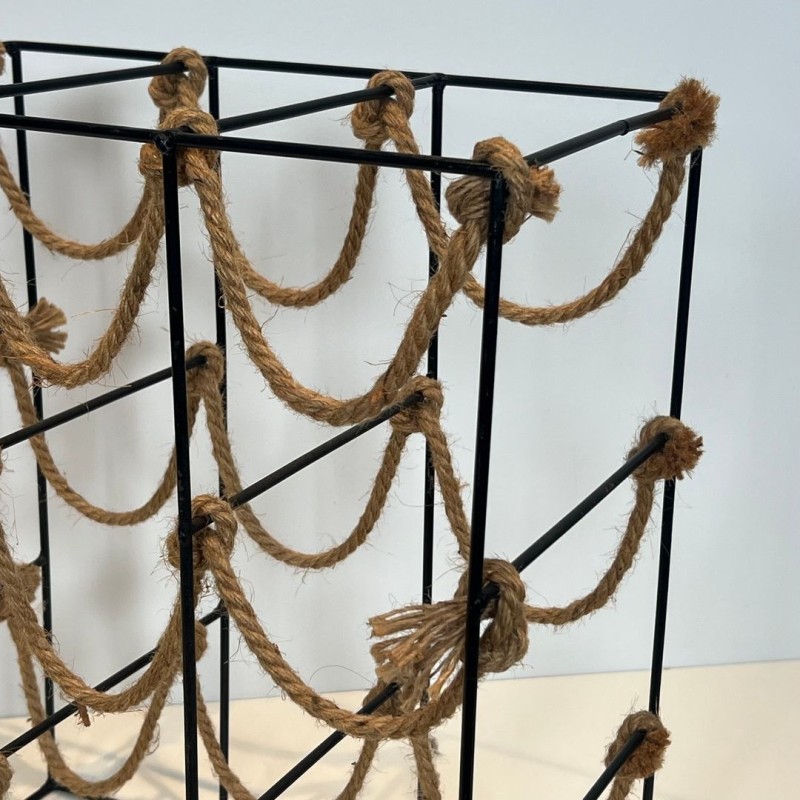 Porte-Bouteilles en Métal et Corde