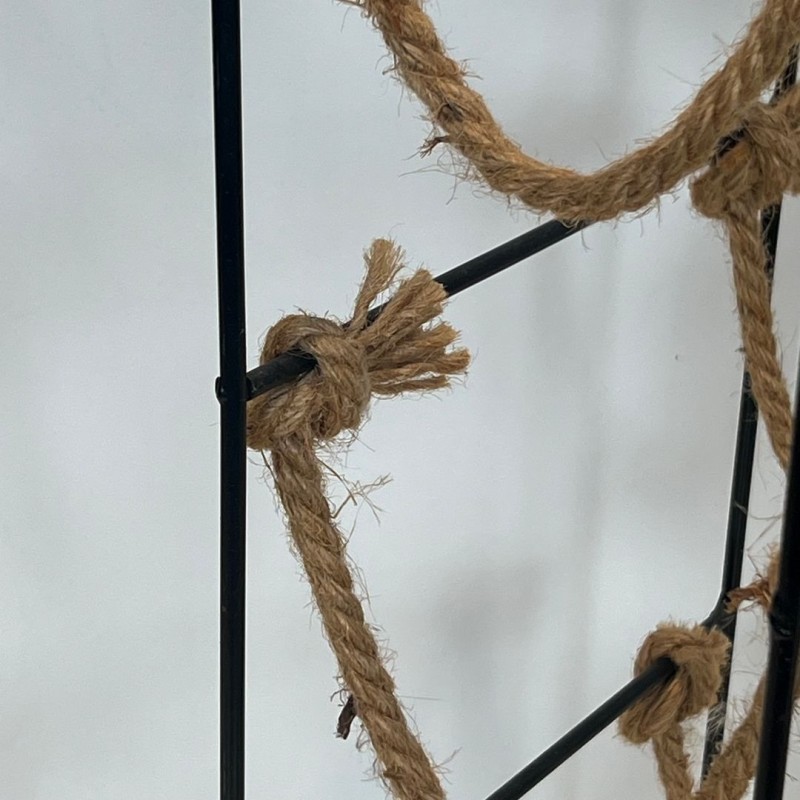 Black Metal Wire and Rope Wine Rack for Nine Bottles, France, circa 1970