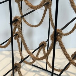 Black Metal Wire and Rope Wine Rack for Nine Bottles, France, circa 1970