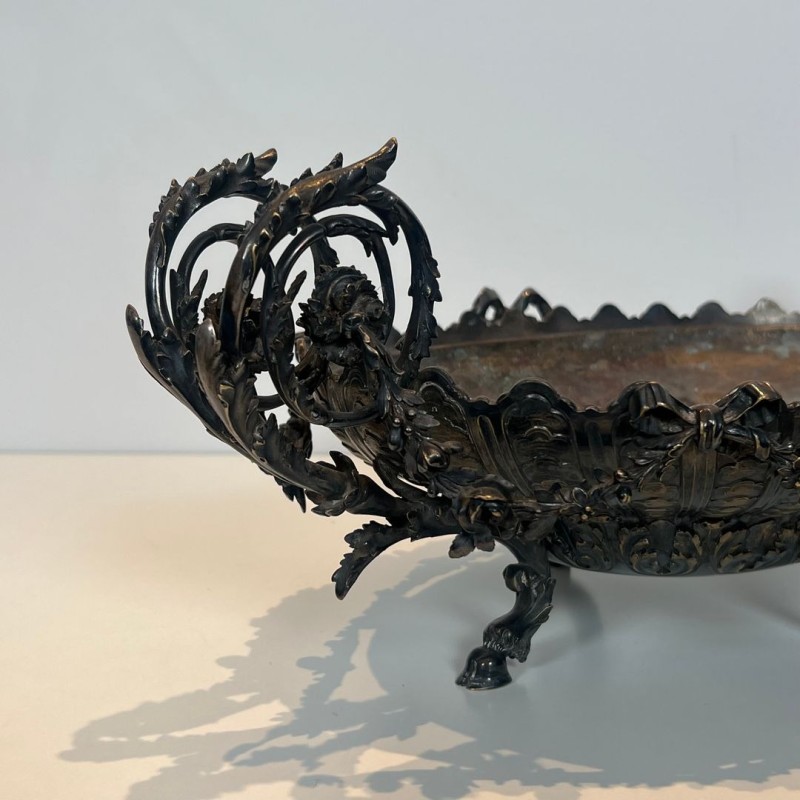 Surtout de Table Signé en Métal Argenté Ciselé à Décors Rococo, France, vers 1900