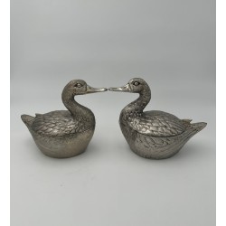 Paire de Seaux à Glaçons en Forme de Canard en Métal Argenté par Mauro Manetti, Florence, vers 1970