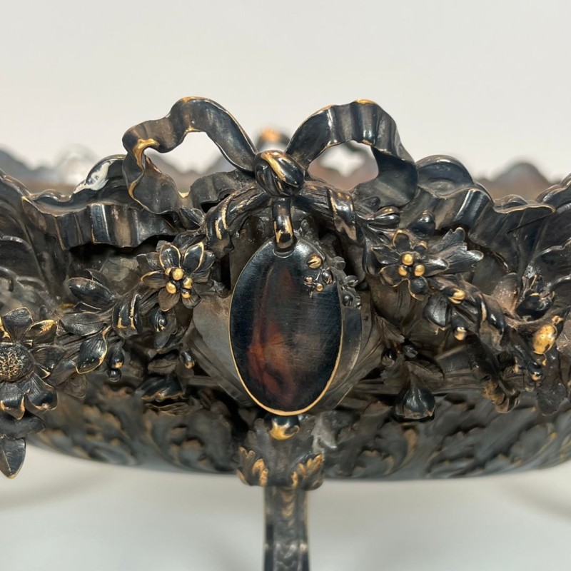 Surtout de Table Signé en Métal Argenté Ciselé à Décors Rococo, France, vers 1900