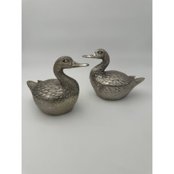 Paire de Seaux à Glaçons en Forme de Canard en Métal Argenté par Mauro Manetti, Florence, vers 1970