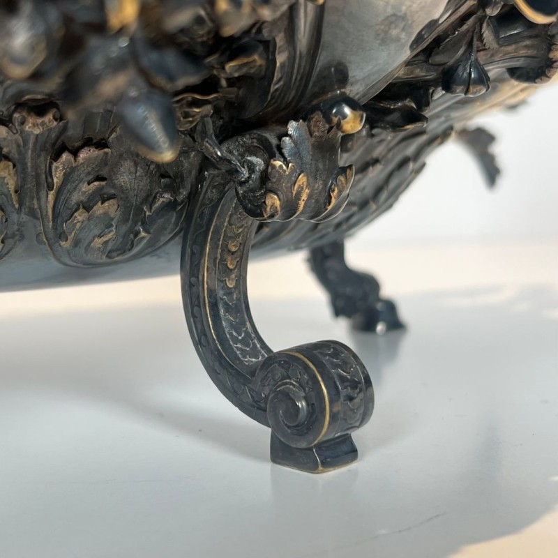 Surtout de Table Signé en Métal Argenté Ciselé à Décors Rococo, France, vers 1900