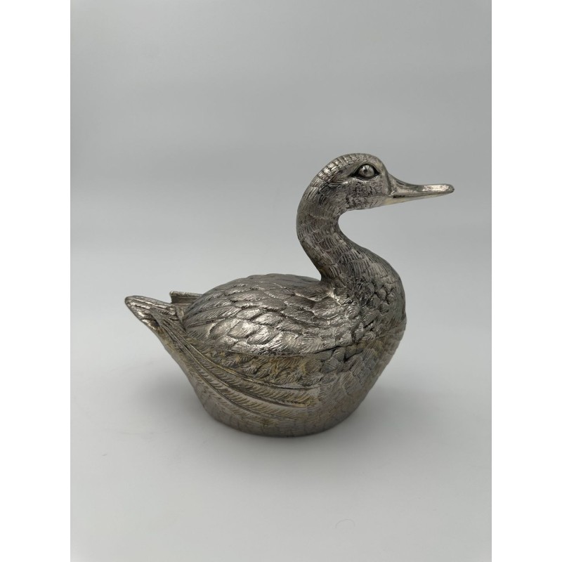 Pair of Duck-Form Silvered Metal Ice Buckets by Mauro Manetti, Florence, circa 1970