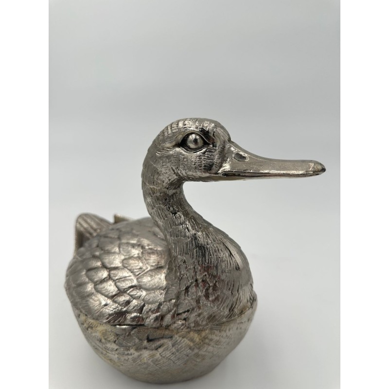 Pair of Duck-Form Silvered Metal Ice Buckets by Mauro Manetti, Florence, circa 1970