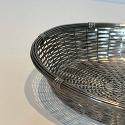 Silver-Plated Woven Wire Oval Basket and Vide-Poche, France, circa 1900
