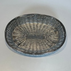 Corbeille et Vide-Poches Ovale en Fil de Métal Argenté Tressé, France, vers 1900