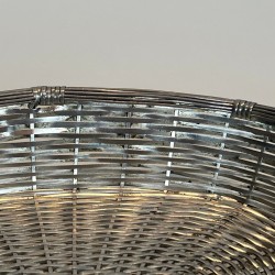 Silver-Plated Woven Wire Oval Basket and Vide-Poche, France, circa 1900