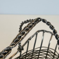 Silver-Plated Woven Wire Wine Decanting Basket with Handle, France, circa 1900