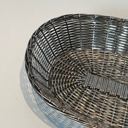 Silver-Plated Woven Wire Oval Basket and Vide-Poche, France, circa 1900