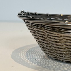 Silver-Plated Woven Wire Oval Basket and Vide-Poche, France, circa 1900