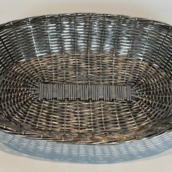 Corbeille et Vide-Poches Ovale en Fil de Métal Argenté Tressé, France, vers 1900