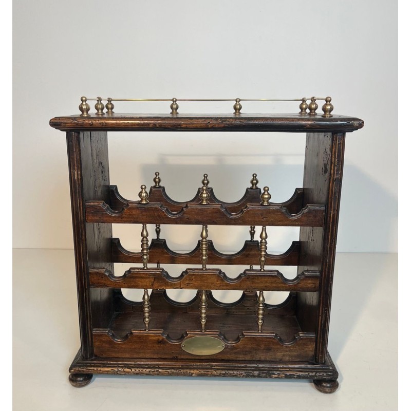 Porte-Bouteilles en Bois et Laiton