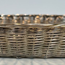 Silver-Plated Woven Wire Oval Basket and Vide-Poche, France, circa 1900