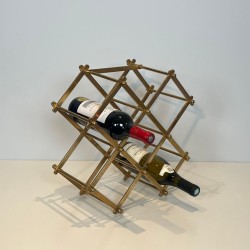 Folding Brass Bottle Rack for Six Bottles, France, circa 1940