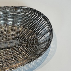 Silver-Plated Woven Wire Oval Basket and Vide-Poche, France, circa 1900