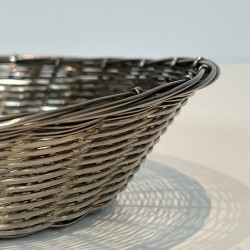 Silver-Plated Woven Wire Oval Basket and Vide-Poche, France, circa 1900