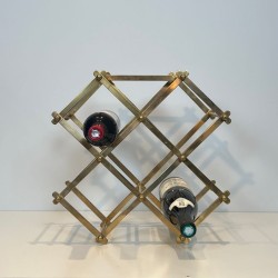 Folding Brass Bottle Rack for Six Bottles, France, circa 1940